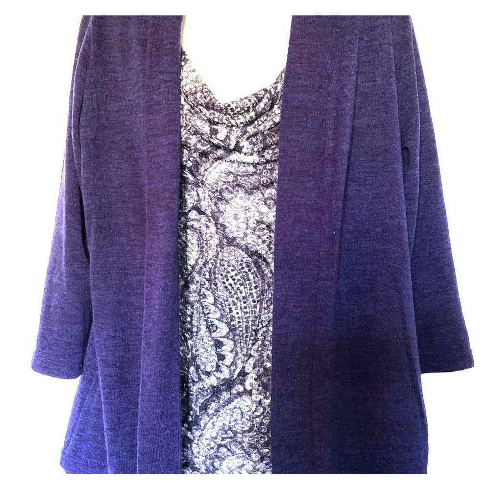 Plum colored dressy top with 3/4 length sleeve